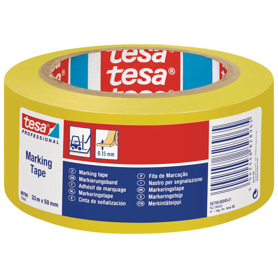 ⁨33m pvc warning tape:50mm, yellow; adhesive⁩ at Wasserman.eu