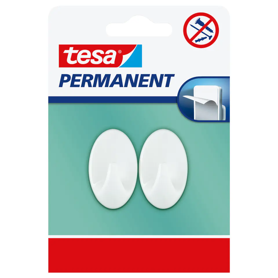 ⁨Permanent hooks 2 pcs. "s", oval, white⁩ at Wasserman.eu