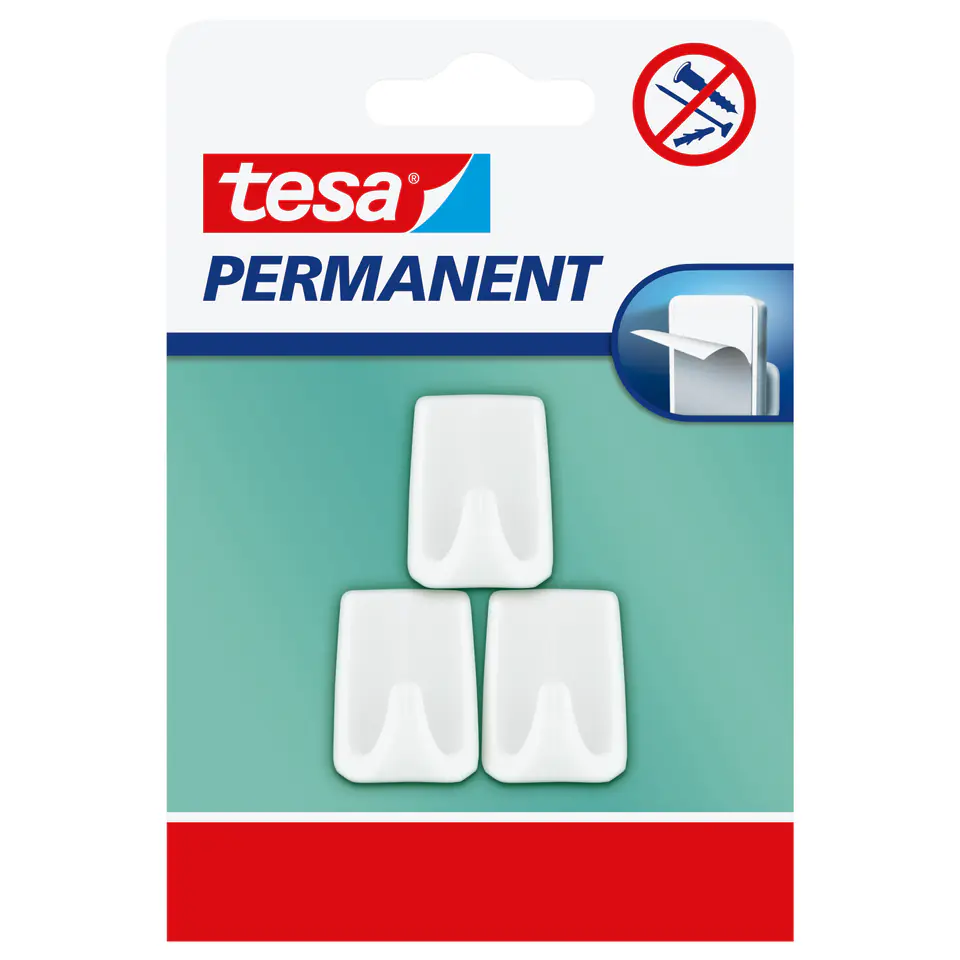 ⁨PERMANENT HOOKS 3 PCS "S", RECTANGULAR, WHITE⁩ at Wasserman.eu