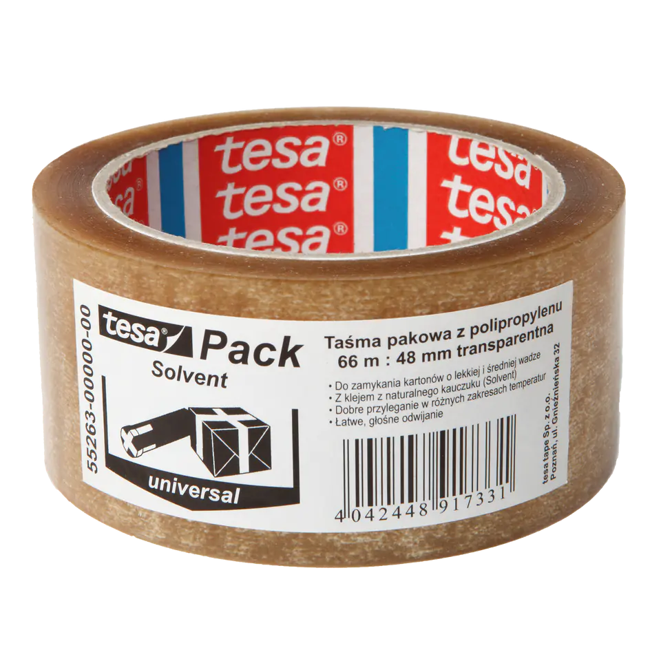 ⁨Solvent packing tape 66m:48mm, transparent⁩ at Wasserman.eu