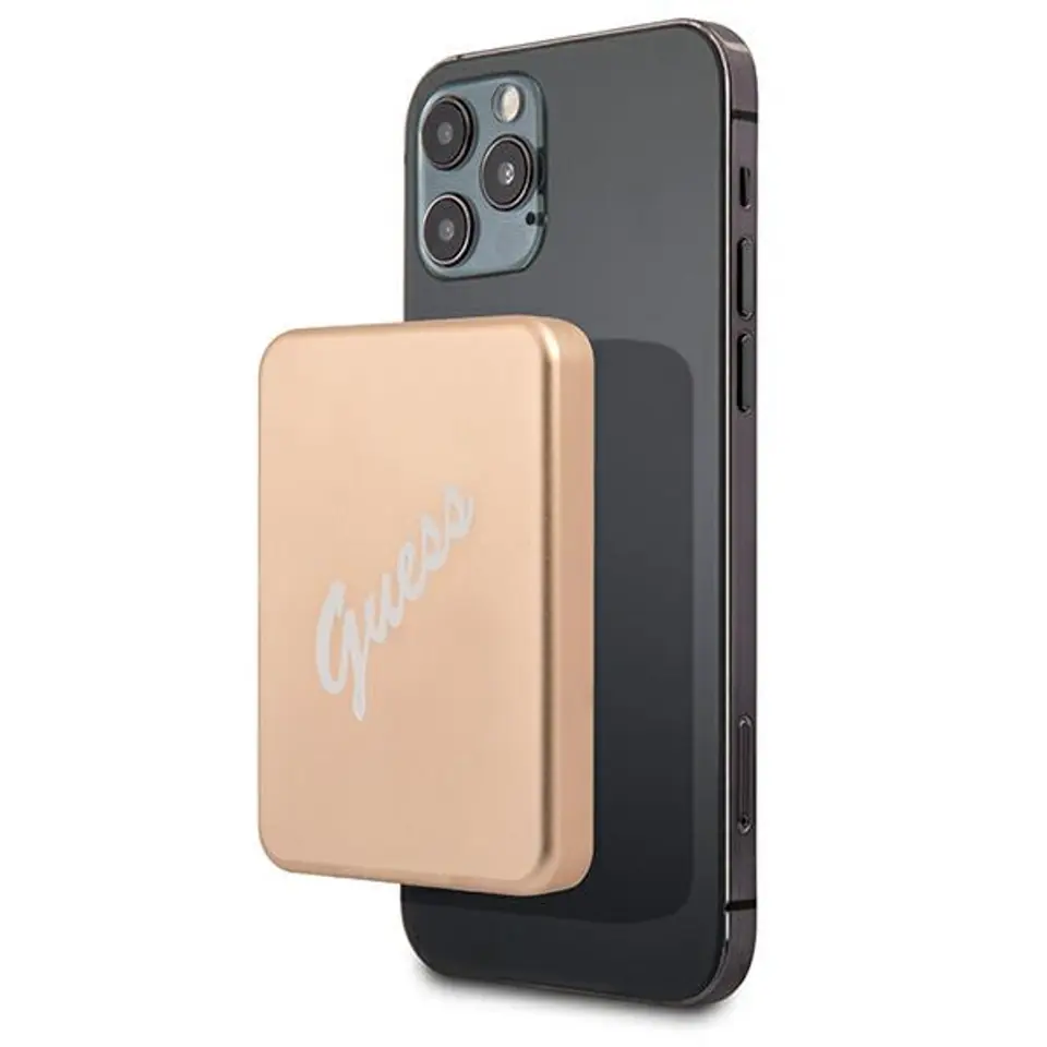 ⁨Guess Powerbank indukcyjny 5W GUPBMSVSLG 3000mAh złoty/gold MagSafe⁩ w sklepie Wasserman.eu