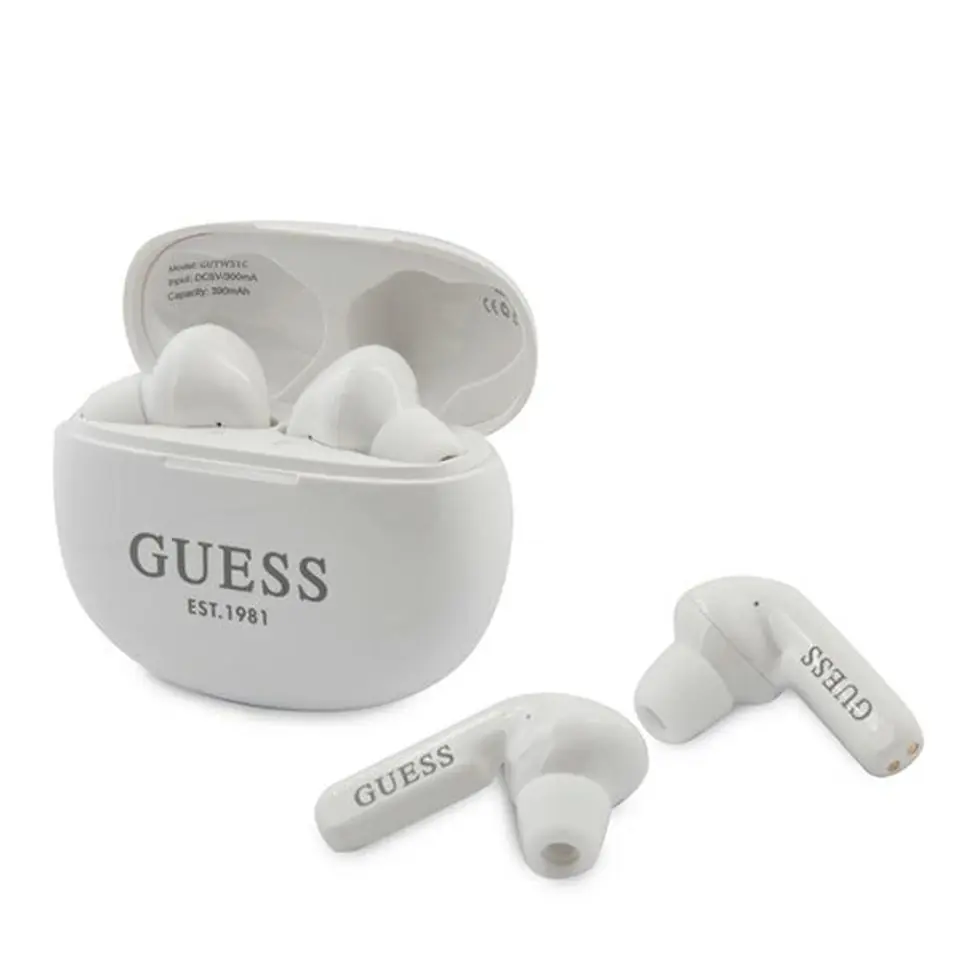 ⁨Guess Wireless Earphones 5.0 4H - TWS Headphones + Charging Case (white)⁩ at Wasserman.eu