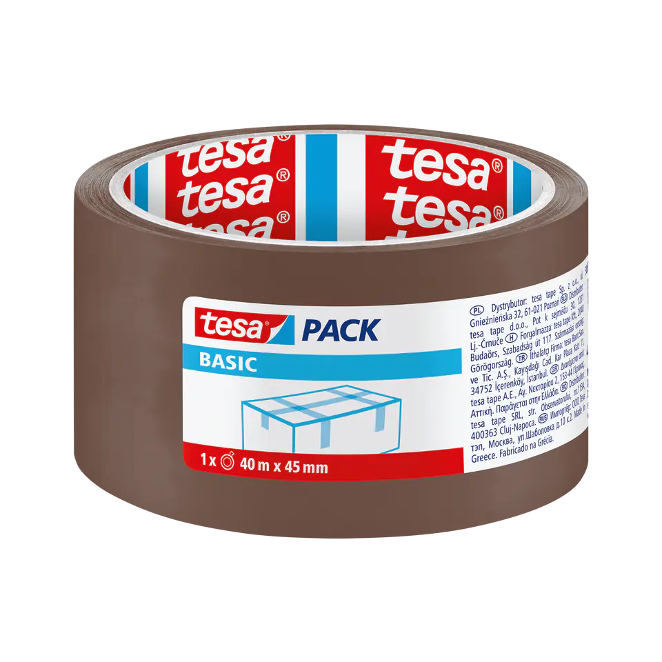 ⁨Packing tape basic 40m:45mm, brown [description cz/sk, pl]⁩ at Wasserman.eu