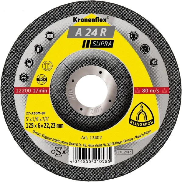 ⁨Grinding disc.steel a24rsupr.125*6,0*22 pcs.1(45434a)⁩ at Wasserman.eu