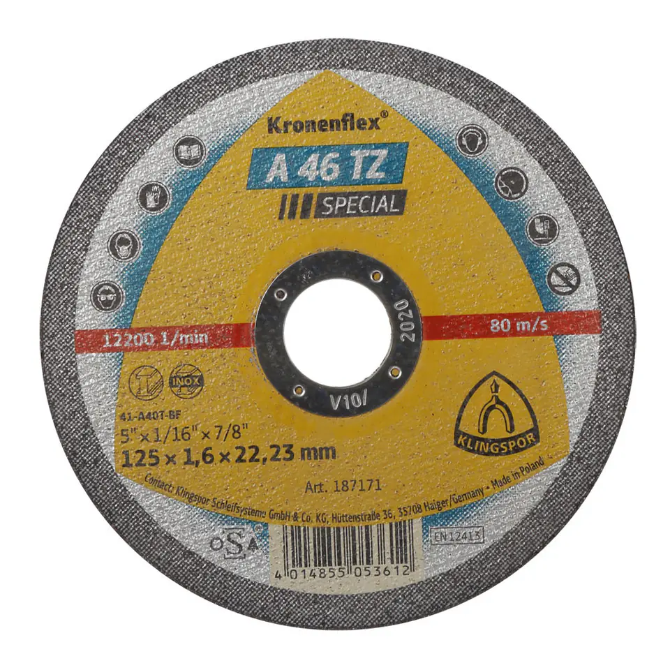 ⁨Cutting disc-st.sq.a46tzspec.125*1,6*22 pł.pcs.1(45453a)⁩ at Wasserman.eu
