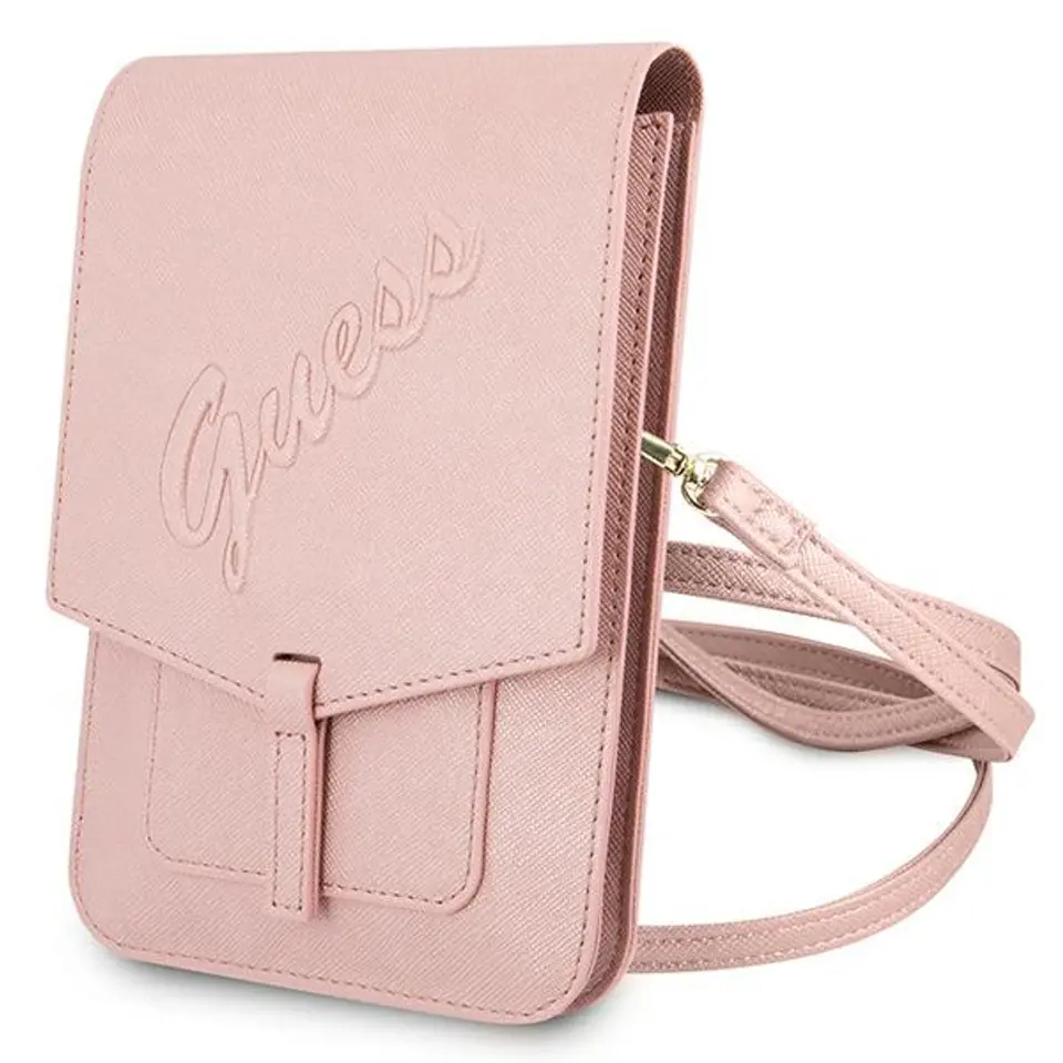 ⁨Guess GUWBRSAVSPI handbag pink /pink Saffiano Script⁩ at Wasserman.eu