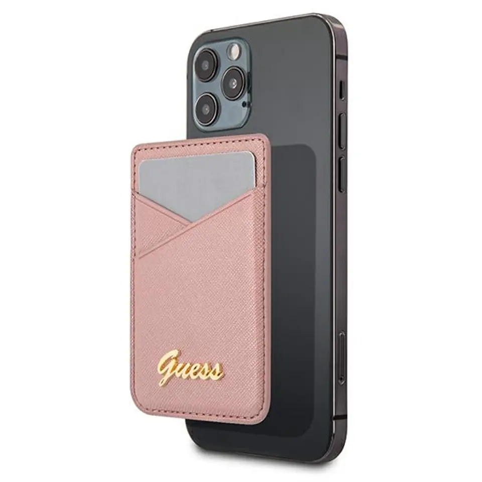 ⁨Guess Wallet Card Slot GUWMSSASLPI MagSafe Saffiano różowy/pink⁩ w sklepie Wasserman.eu