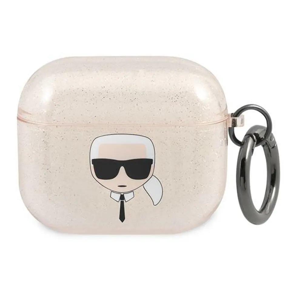 ⁨Karl Lagerfeld KLA3UKHGD AirPods 3 cover złoty/gold Glitter Karl`s Head⁩ w sklepie Wasserman.eu