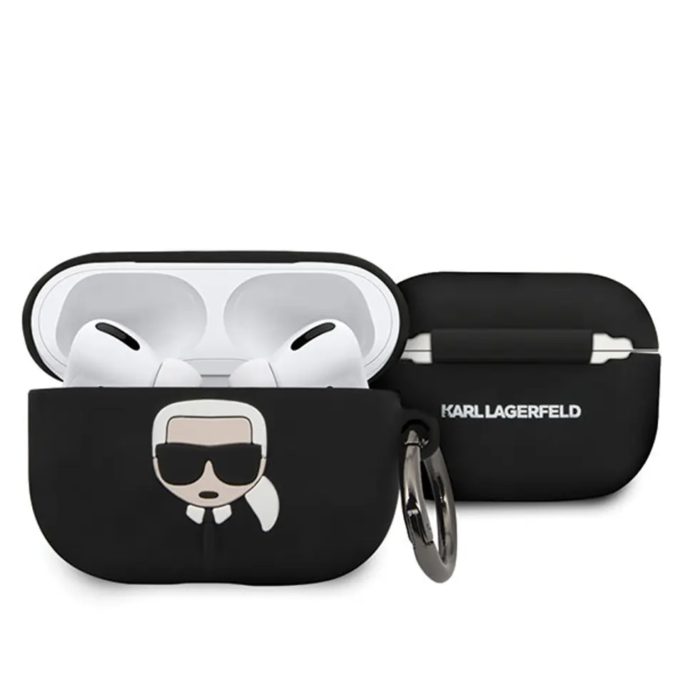⁨Karl Lagerfeld KLACAPSILGLBK AirPods Pro cover czarny/black Silicone Ikonik⁩ w sklepie Wasserman.eu