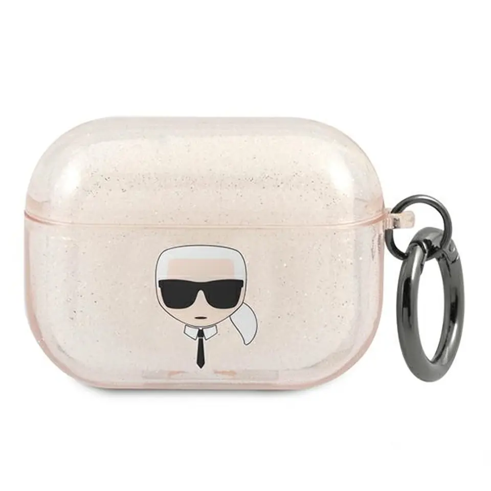 ⁨Karl Lagerfeld KLAPUKHGD AirPods Pro cover złoty/gold Glitter Karl`s Head⁩ w sklepie Wasserman.eu