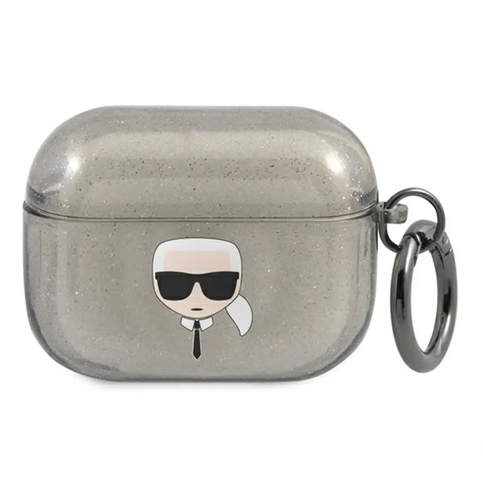 ⁨Karl Lagerfeld KLAPUKHGK AirPods Pro cover czarny/black Glitter Karl`s Head⁩ w sklepie Wasserman.eu