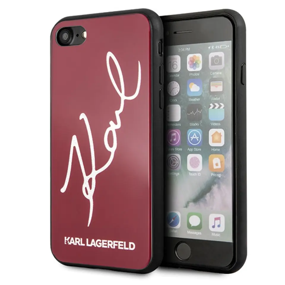 ⁨Karl Lagerfeld KLHCI8DLKSRE iPhone 7/8 SE 2020 red/red hard case Signature Glitter⁩ at Wasserman.eu