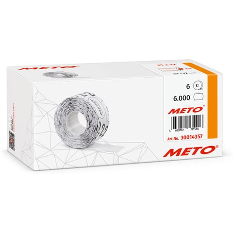 ⁨Etykiety cenowe w rolce do metkownicy jednorzędowej 21x12 mm,(6 sztuk) biało-czerwone, trwały klej METO M30014357⁩ w sklepie Wasserman.eu
