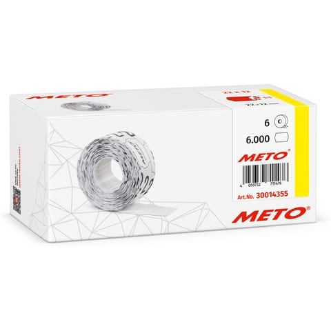⁨Etykiety cenowe w rolce do metkownicy jednorzędowej 22x12 mm, (6 sztuk) czerwone neon faliste, trwały klej, METO M30014355⁩ w sklepie Wasserman.eu