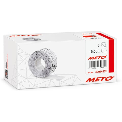 ⁨Etykiety cenowe w rolce do metkownicy jednorzędowej, 26x12 mm, (6 sztuk) czerwone neon faliste, trwały klej METO M30014351⁩ w sklepie Wasserman.eu