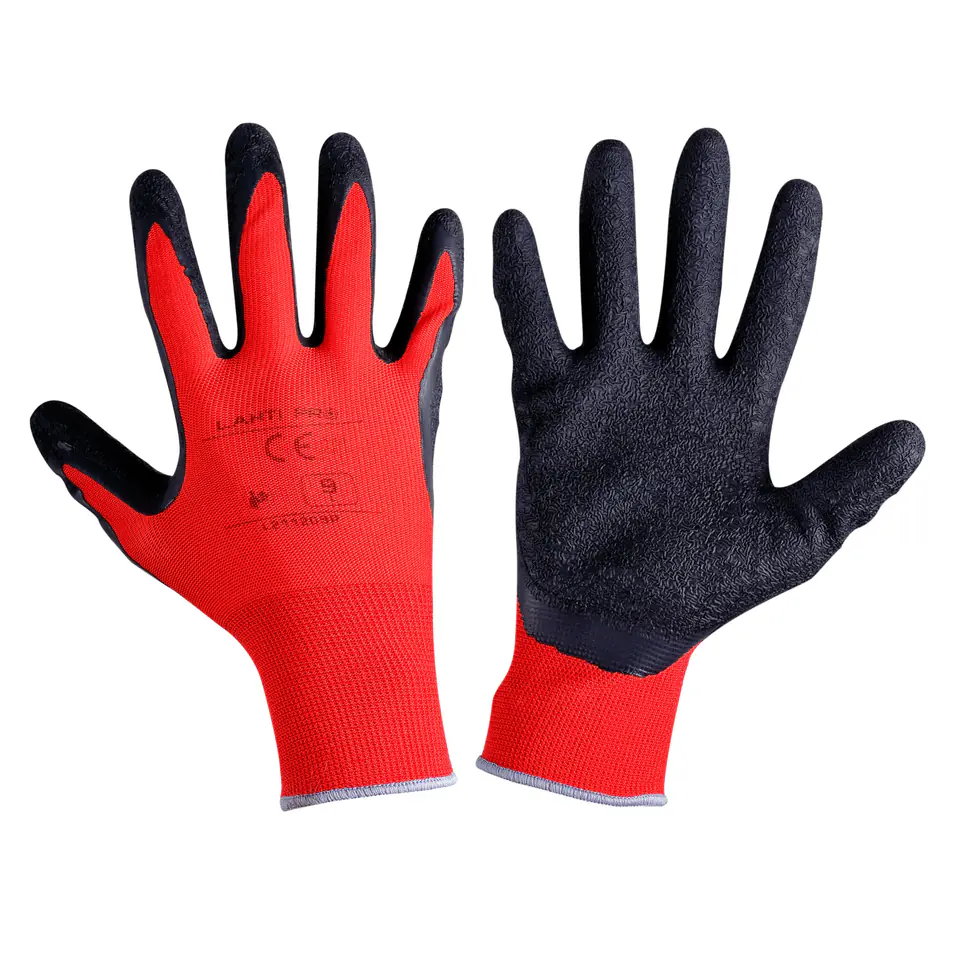 ⁨Latex gloves black-red. l211209p, 12 pairs, "9", ce, lahti⁩ at Wasserman.eu