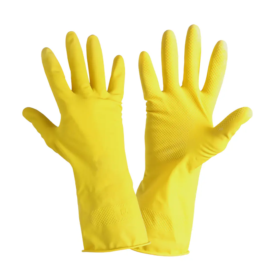 GLOVES LATEX HOUSEHOLD YELLOW, CARD, "10", CE, LAHTI at Wasserman.eu