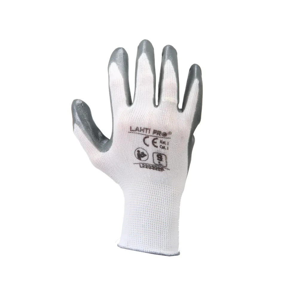 ⁨Nitr gloves. gray and white l220309p, card, "9", ce, lahti⁩ at Wasserman.eu