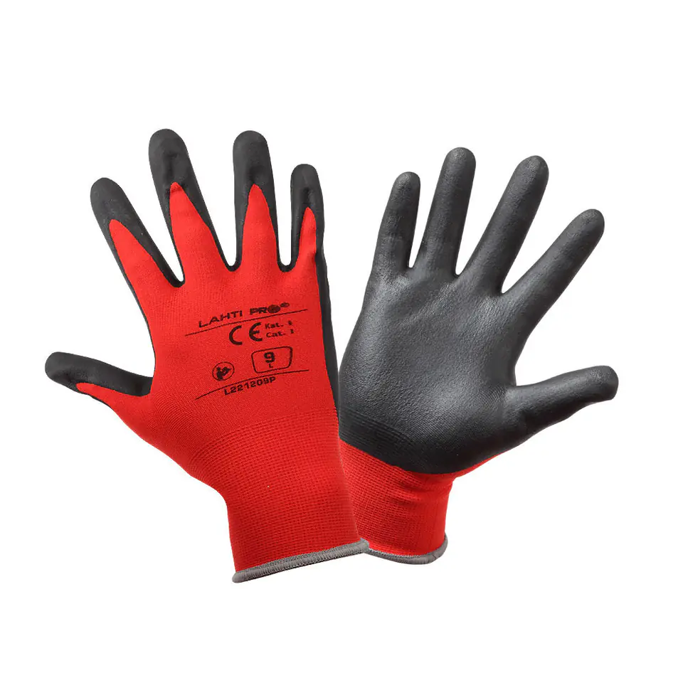 ⁨GLOVES NITRILE RED-BLACK L221207P, CARD, "7", CE, LAHTI⁩ at Wasserman.eu