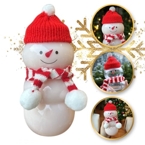 ⁨Butelka dekoracyjna 350ML kształt bałwanka z szalikiem i czapeczką 17cm BD40⁩ w sklepie Wasserman.eu