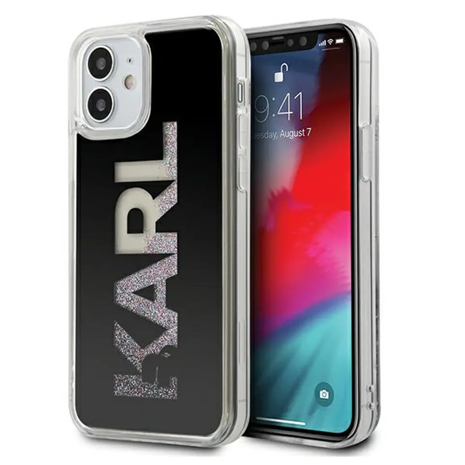⁨Karl Lagerfeld KLHCP12SKLMLBK iPhone 12 mini 5,4" czarny/black hardcase Karl Logo Glitter⁩ w sklepie Wasserman.eu