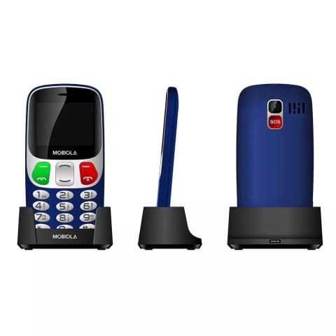 ⁨Telefon GSM Mobiola MB800 Niebieski 2G z ładowarką biurkową dla seniora⁩ w sklepie Wasserman.eu