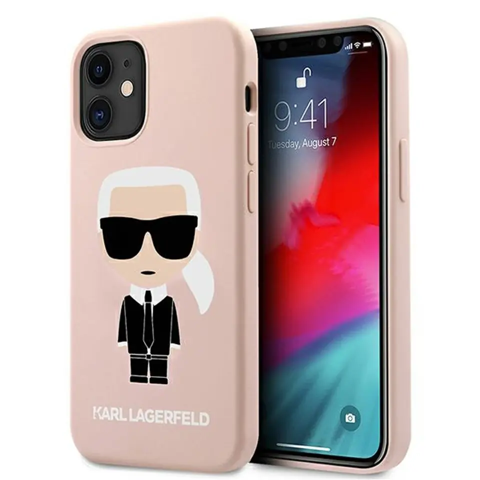 ⁨Karl Lagerfeld KLHCP12SSLFKPI iPhone 12 mini 5,4" hardcase jasnoróżowy/light pink Silicone Iconic⁩ w sklepie Wasserman.eu