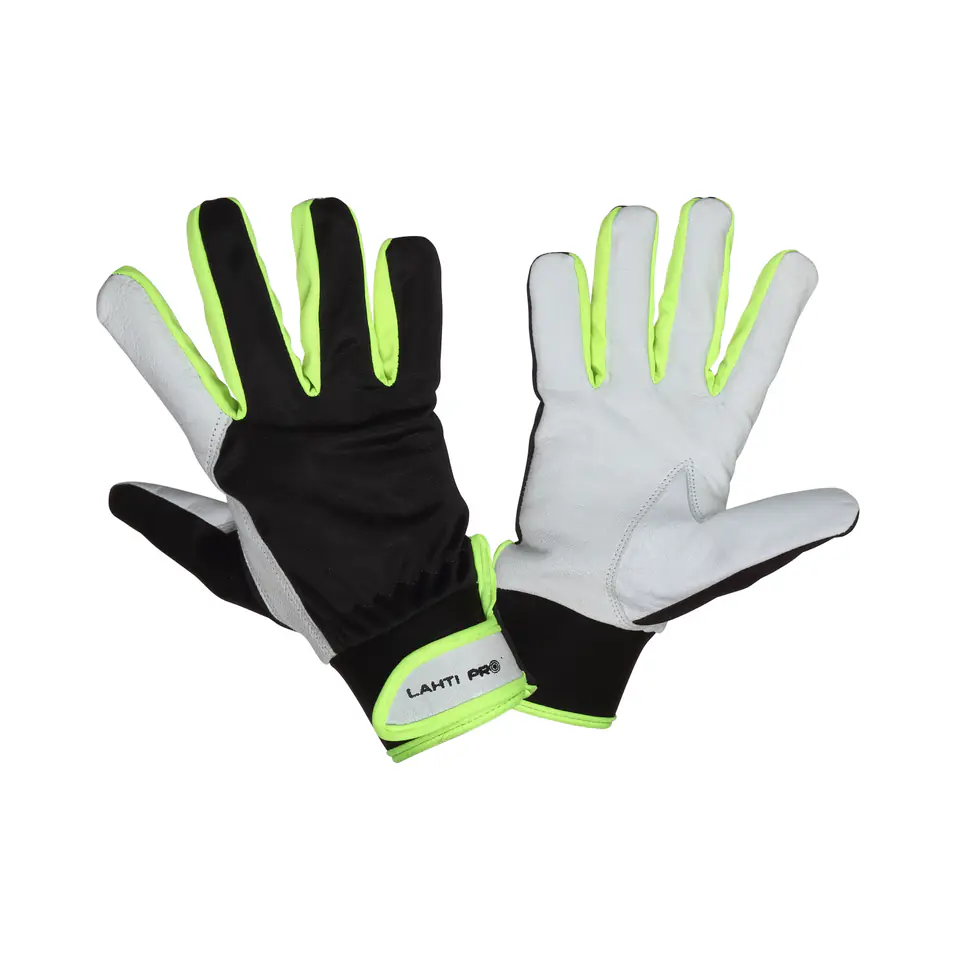 ⁨Gloves made of black-yellow leather. l271811p, card, "11", ce, lahti⁩ at Wasserman.eu