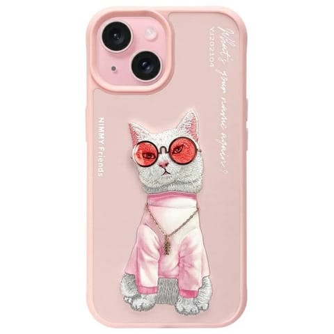 ⁨Nimmy etui iPhone 15 6.1" różowy/pink    Glasses Cool Cat⁩ w sklepie Wasserman.eu