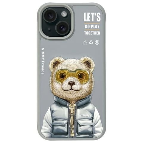 ⁨Nimmy etui iPhone 15 6.1" szary/gray     Cool&Cute 2.0 Bear⁩ w sklepie Wasserman.eu