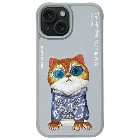 ⁨Nimmy etui iPhone 15 6.1" szary/gray     Glasses Cool Cat⁩ w sklepie Wasserman.eu
