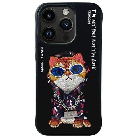 ⁨Nimmy etui iPhone 15 Pro 6.1"            czarny/black Glasses Cool Cat⁩ w sklepie Wasserman.eu