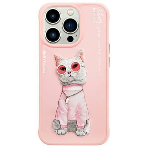 ⁨Nimmy etui iPhone 15 Pro 6.1"            różowy/pink Glasses Cool Cat⁩ w sklepie Wasserman.eu