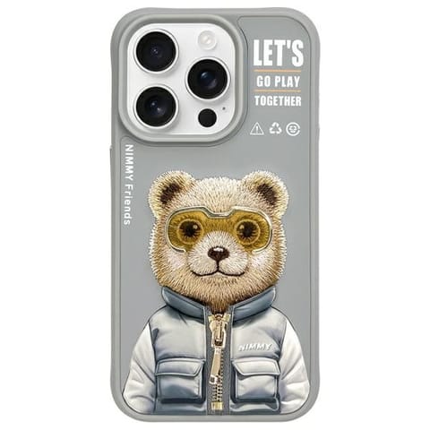 ⁨Nimmy etui iPhone 15 Pro 6.1" szary/gray Cool&Cute 2.0 Bear⁩ w sklepie Wasserman.eu