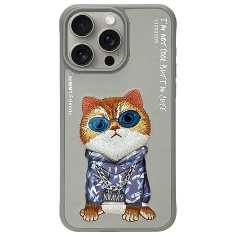⁨Nimmy etui iPhone 15 Pro 6.1" szary/gray Glasses Cool Cat⁩ w sklepie Wasserman.eu