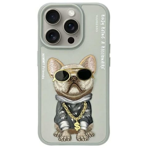 ⁨Nimmy etui iPhone 15 Pro 6.1" szary/gray Glasses Cool Dog⁩ w sklepie Wasserman.eu