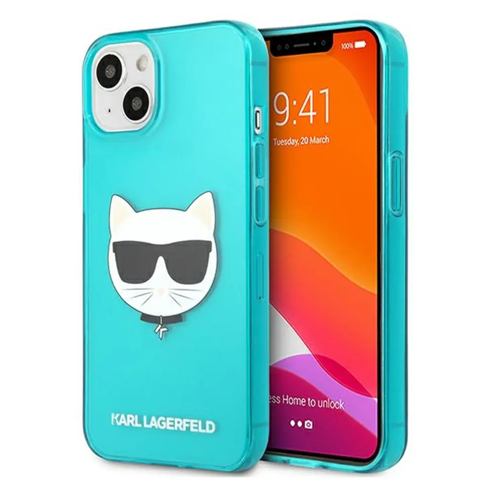 ⁨Karl Lagerfeld KLHCP13SCHTRB iPhone 13  mini 5,4" niebieski/blue hardcase Glitter Choupette Fluo⁩ w sklepie Wasserman.eu