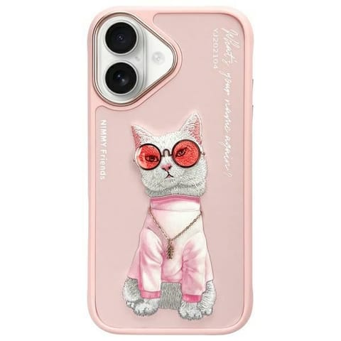 ⁨Nimmy etui iPhone 16 6.1" różowy/pink    Glasses Cool Cat⁩ w sklepie Wasserman.eu