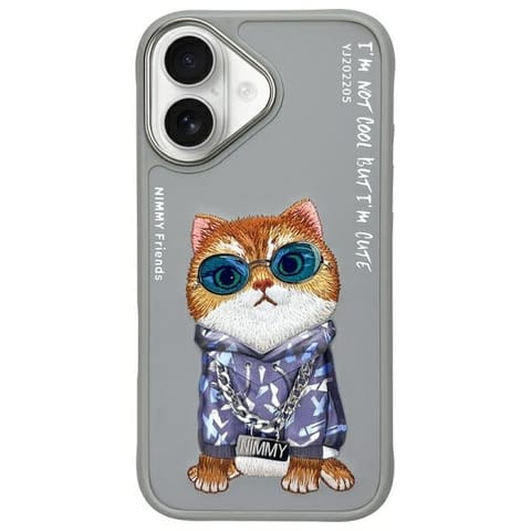 ⁨Nimmy etui iPhone 16 6.1" szary/gray     Glasses Cool Cat⁩ w sklepie Wasserman.eu