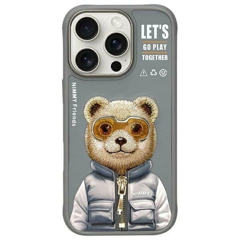 ⁨Nimmy etui iPhone 16 Pro 6.3" szary/gray Cool&Cute 2.0 Bear⁩ w sklepie Wasserman.eu