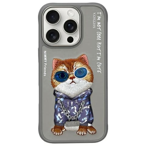⁨Nimmy etui iPhone 16 Pro 6.3" szary/gray Glasses Cool Cat⁩ w sklepie Wasserman.eu