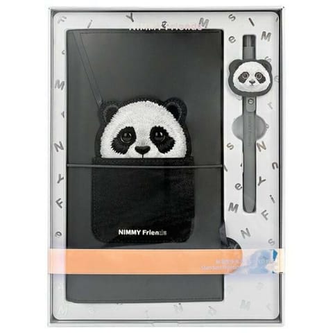 ⁨Nimmy Zestaw 2w1 notatnik + długopis     czarny/black Big Eyed Pet 2.0 Panda⁩ w sklepie Wasserman.eu