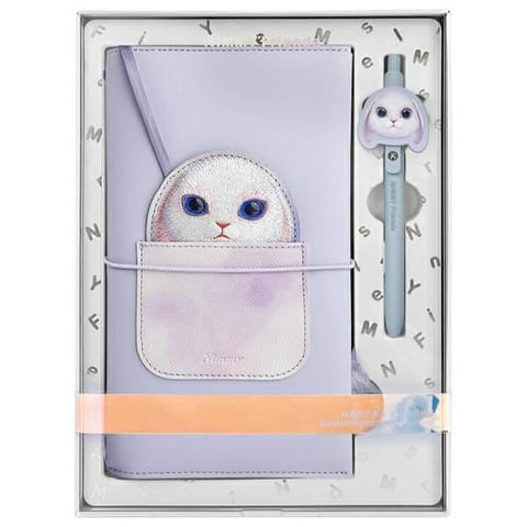 ⁨Nimmy Zestaw 2w1 notatnik + długopis     fioletowy/purple Big Eyed Pet 2.0 Rabbit⁩ w sklepie Wasserman.eu