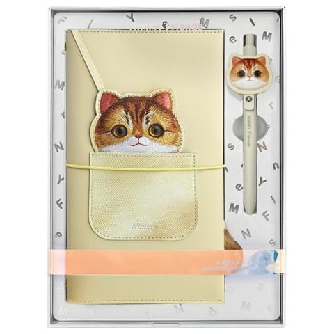 ⁨Nimmy Zestaw 2w1 notatnik + długopis     khaki Big Eyed Pet 2.0 Cat⁩ w sklepie Wasserman.eu