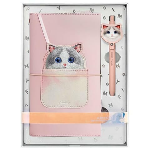 ⁨Nimmy Zestaw 2w1 notatnik + długopis     różowy/pink Big Eyed Pet 2.0 Cat⁩ w sklepie Wasserman.eu