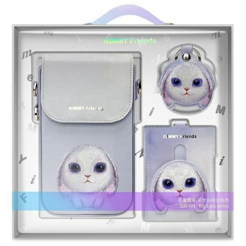 ⁨Nimmy Zestaw 3w1 torebka na telefon +    portfel + etui na lokalizator fioletowy/purple Big Eyed Pet 2.0 Rabbit⁩ w sklepie Wasserman.eu