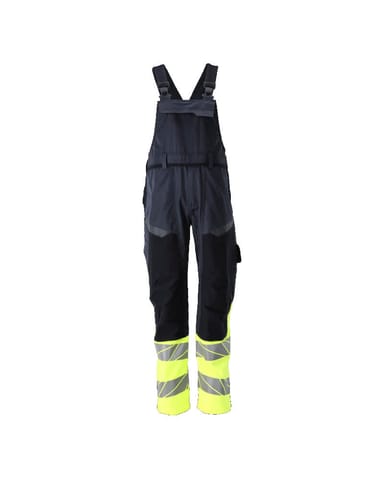 ⁨MASCOT® Ogrodniczki z kieszeniami na kolanach ACCELERATE MULTISAFE (kolor ciemny granat/żółty hi-vis, rozmiar 82C66)⁩ w sklepie Wasserman.eu