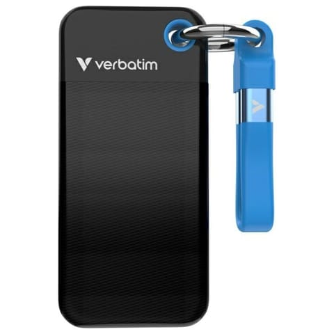 ⁨Dysk Zewnętrzny Verbatim Pocket SSD 2TB   - brelok do kluczy z kablem USB 3.2 gen.2 czarno-niebieski/black-blue 32195⁩ w sklepie Wasserman.eu