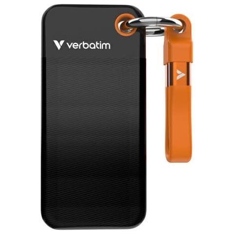 ⁨Dysk Zewnętrzny Verbatim Pocket SSD 2TB   - brelok do kluczy z kablem USB 3.2 gen.2 czarno-pomarańczowy/black-orange 32197⁩ w sklepie Wasserman.eu