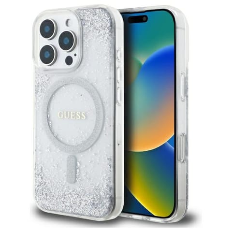 ⁨Guess GUHMP16LRGRGES iPhone 16 Pro 6.3"   srebrny/silver hardcase Resin Gradient Glitter MagSafe⁩ w sklepie Wasserman.eu